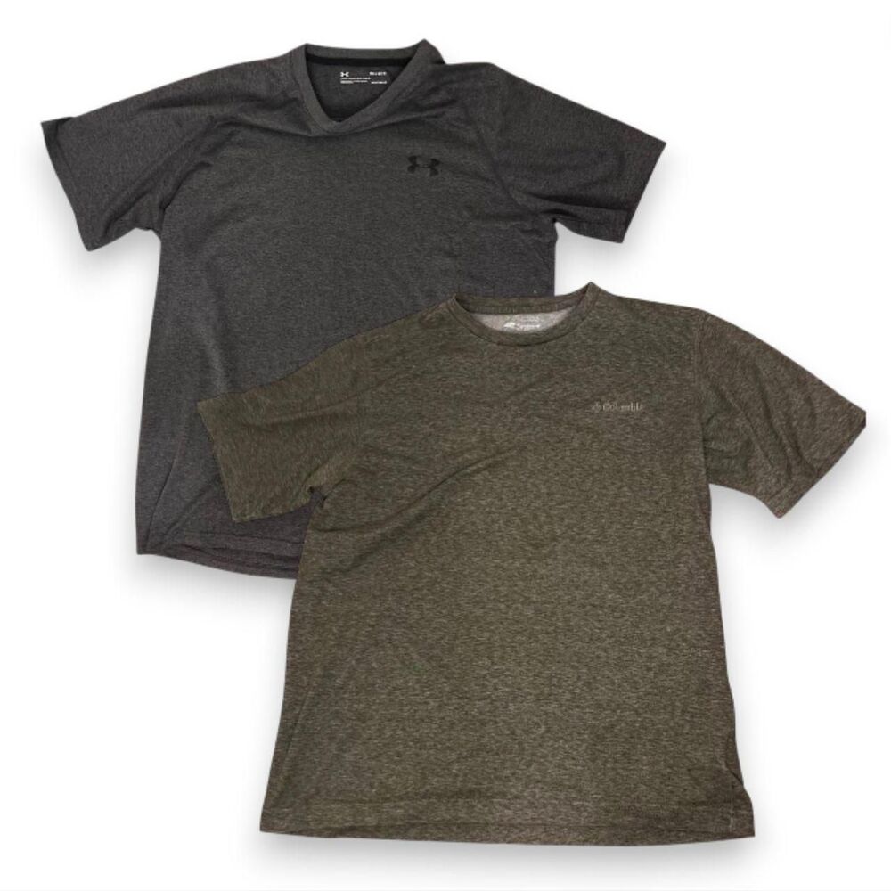 Grey Activewear Shirt Bundle Columbia & Adidas Men’s M Performance Tee